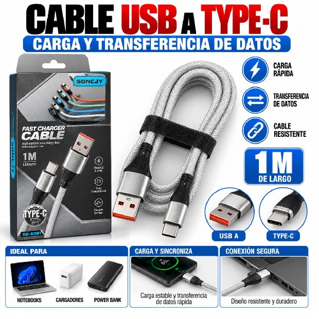 &ua CABLE CARGADOR TIPO C SONCJY (4384)